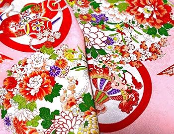 Amazon | 【古布＊縮緬＊和素材】紋錦紗縮緬＊花くす玉、花亀甲